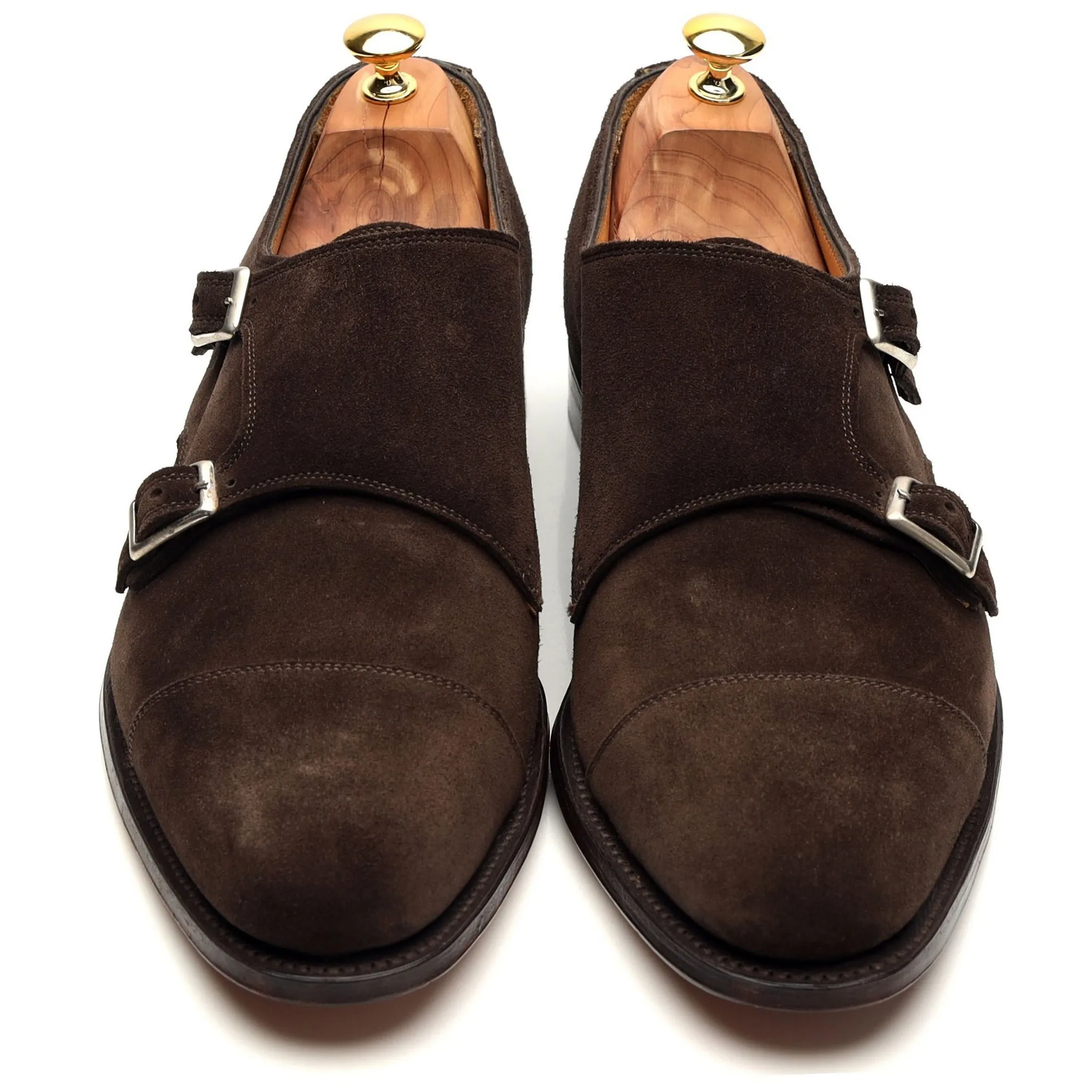 'Darcy' Dark Brown Suede Double Monk Strap UK 12