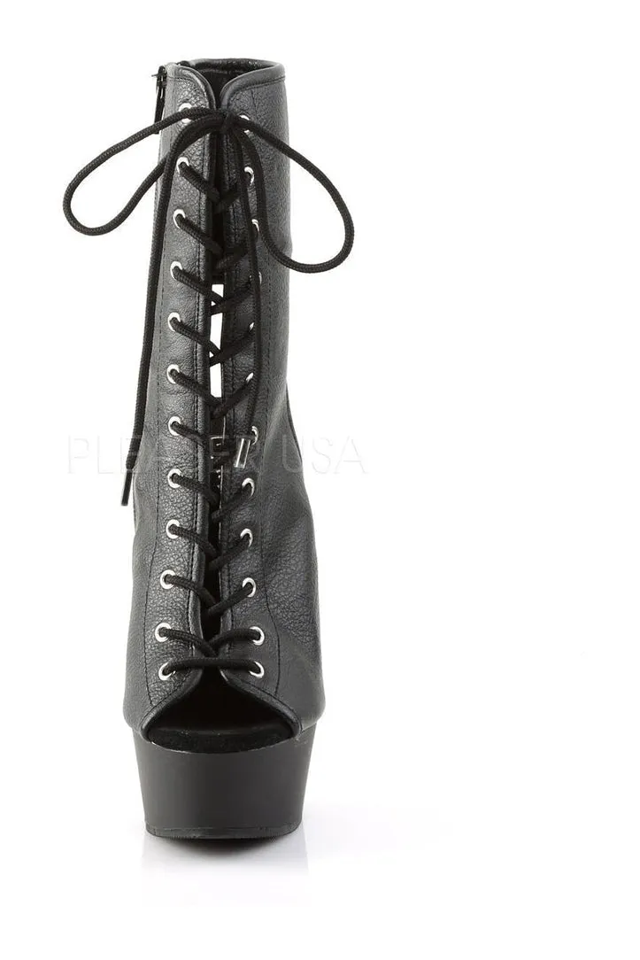 DELIGHT-1016 Platform Boot  | Black Faux Leather