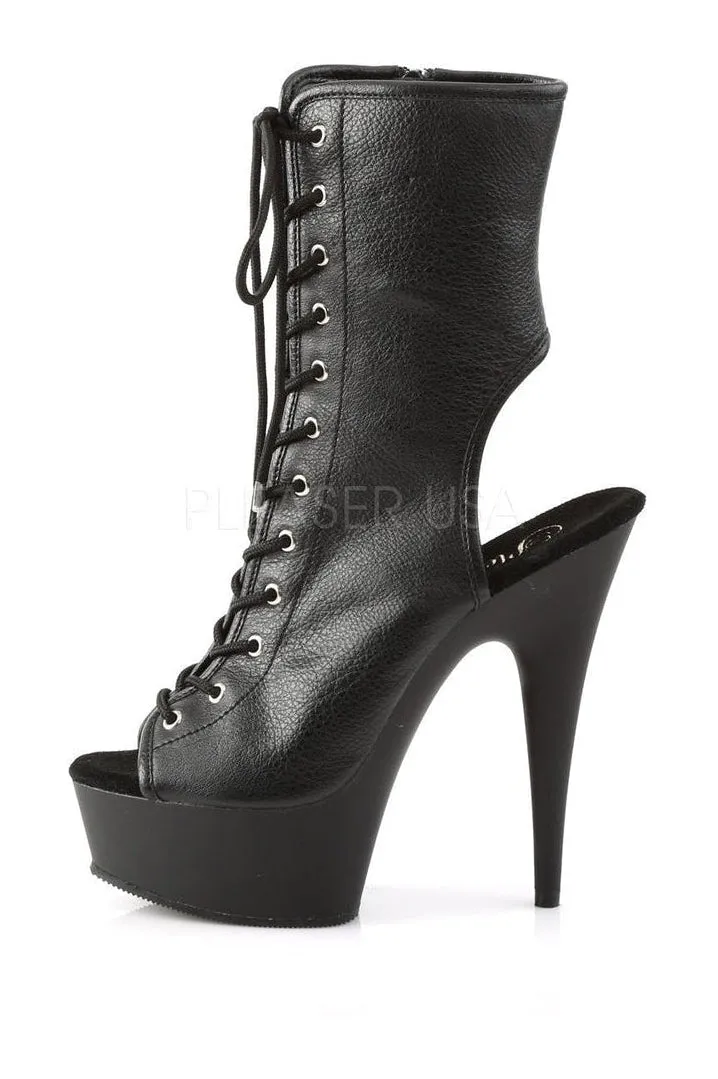 DELIGHT-1016 Platform Boot  | Black Faux Leather
