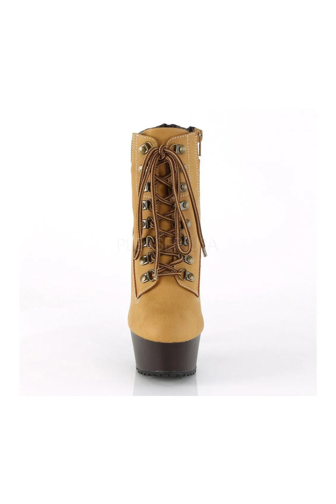 DELIGHT-600TL-02 Platform Ankle Boot | Brown Faux Leather
