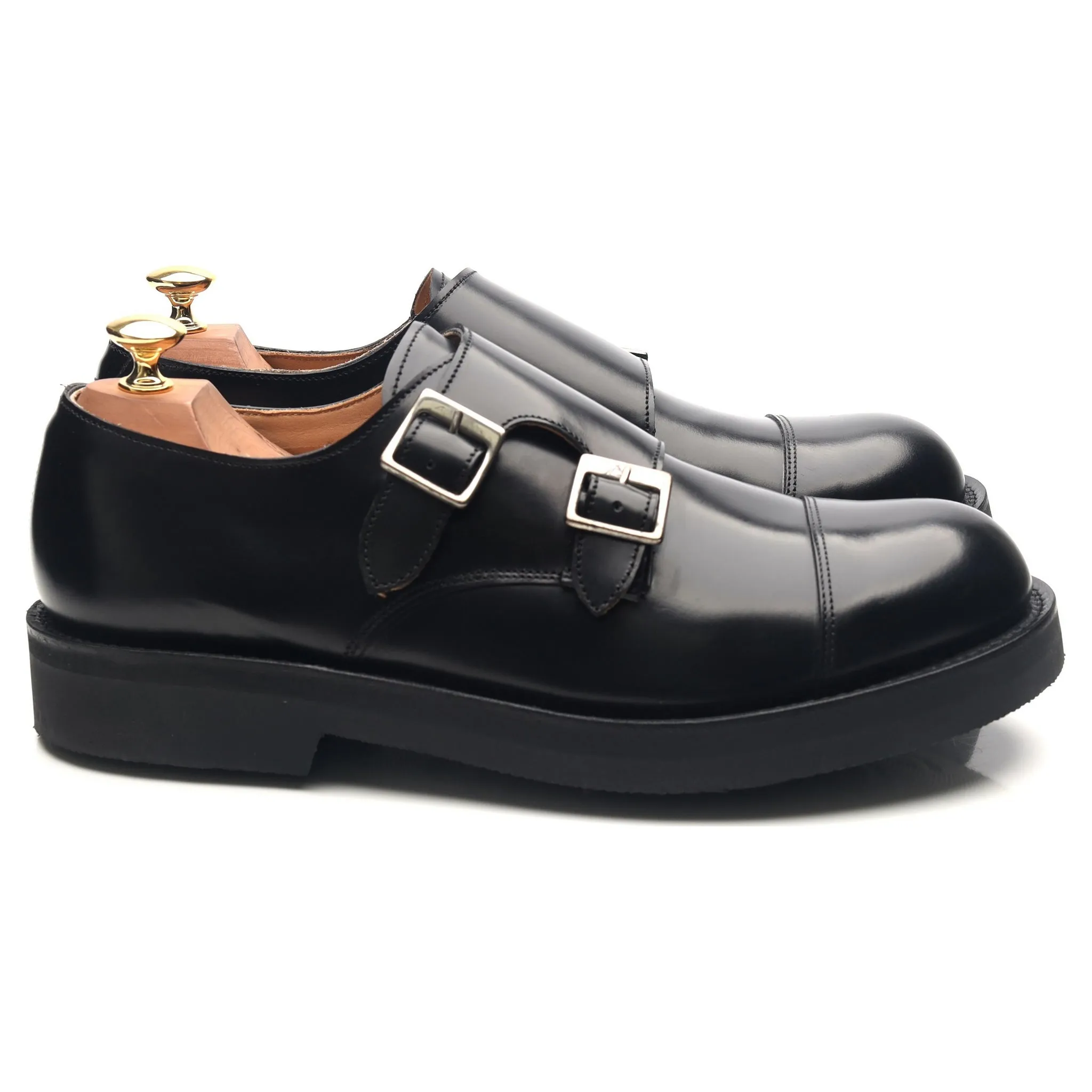 'Diggery' Black Leather Double Monk Strap UK 9 G