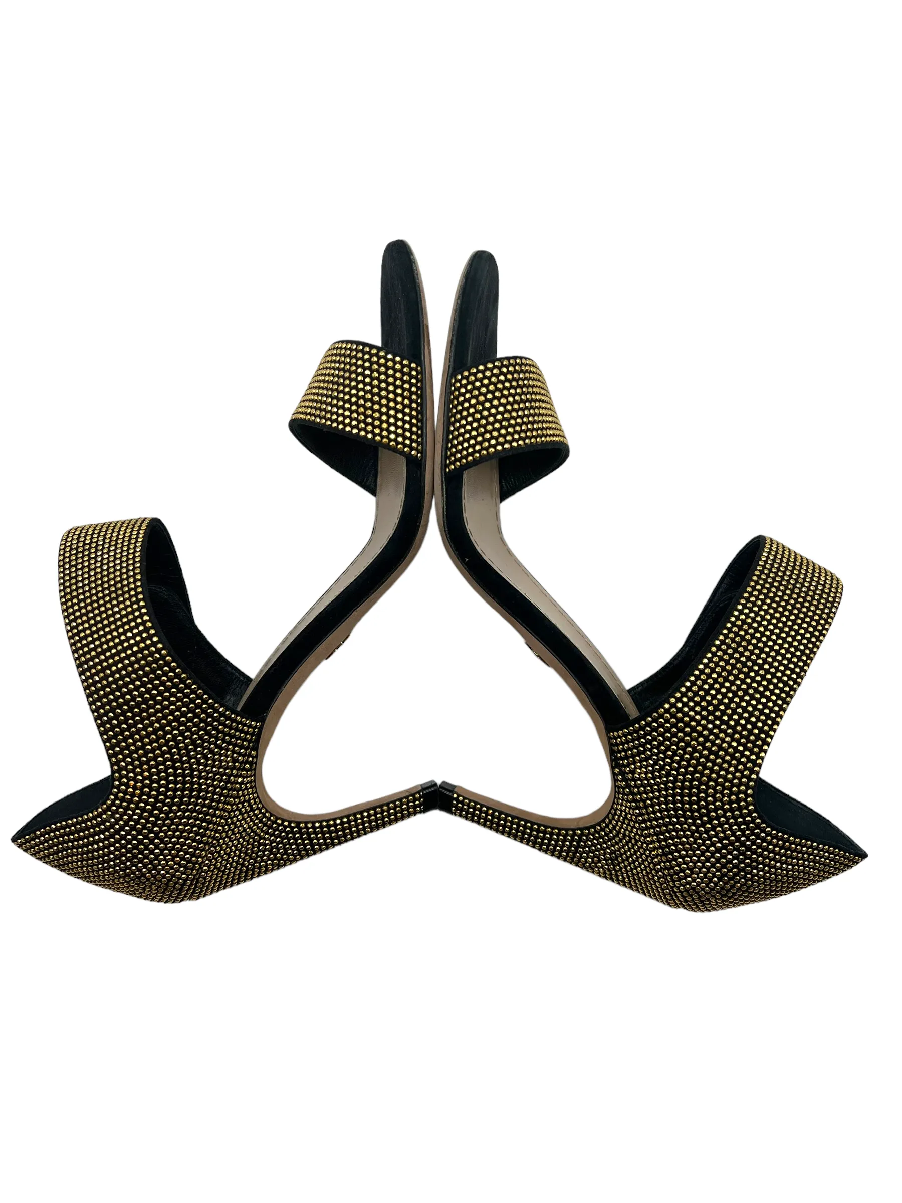 Dior Gold Studded Double Strap Size 38 Heels