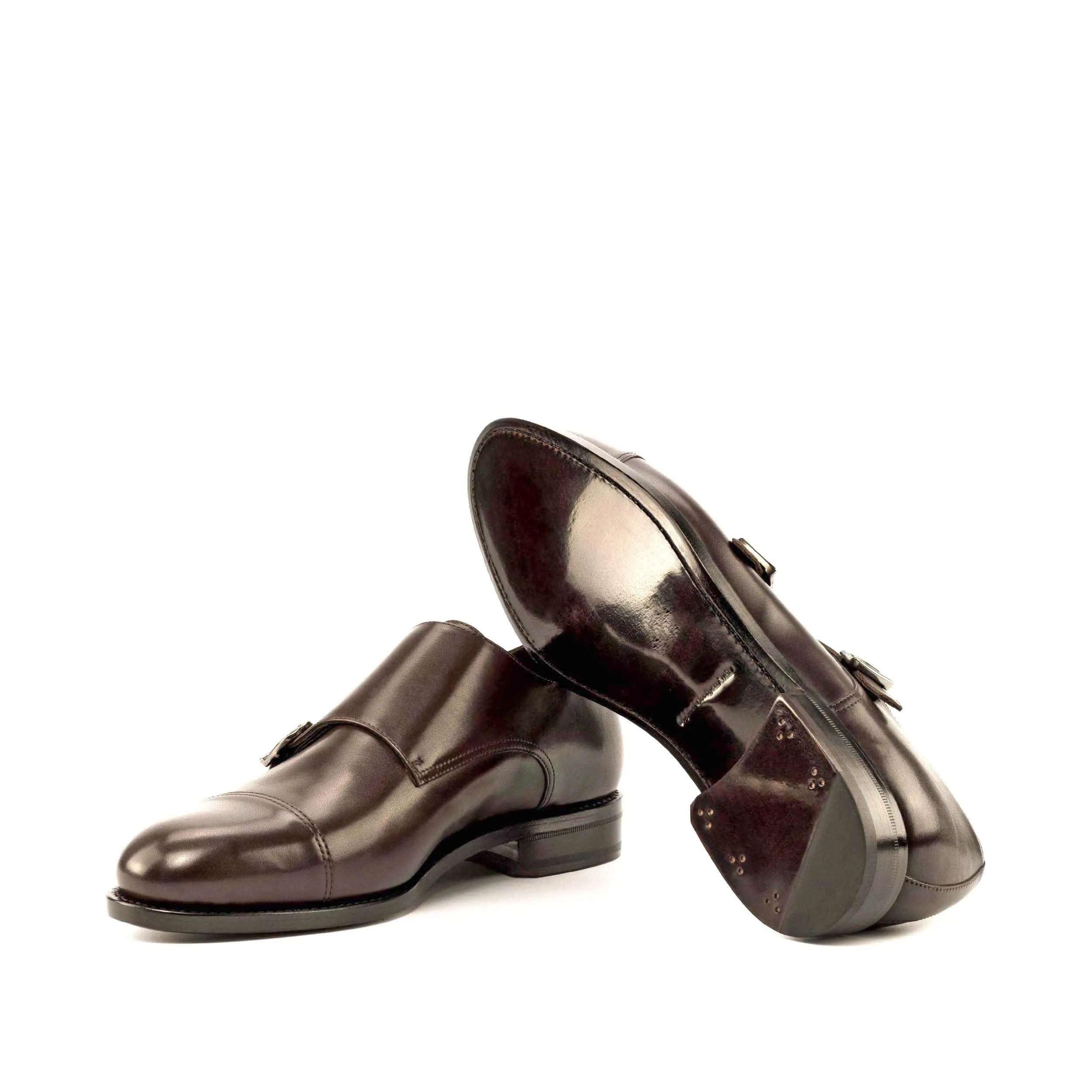 Double Monk dark brown box calf