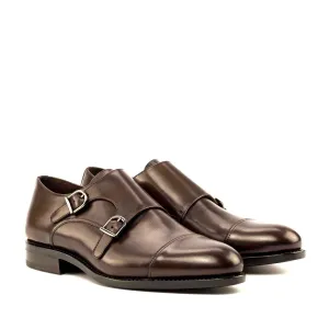 Double Monk dark brown box calf