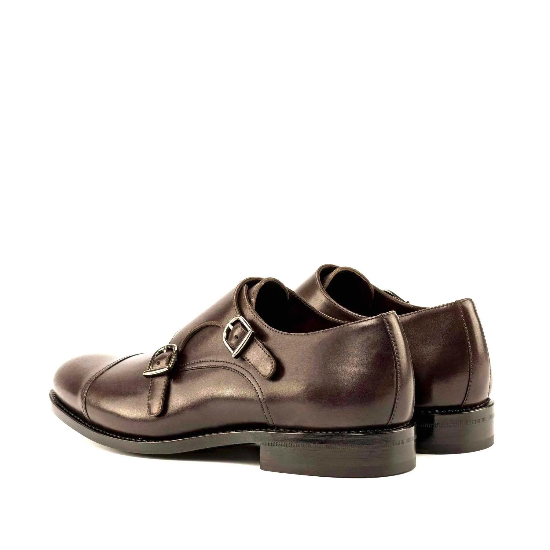 Double Monk dark brown box calf