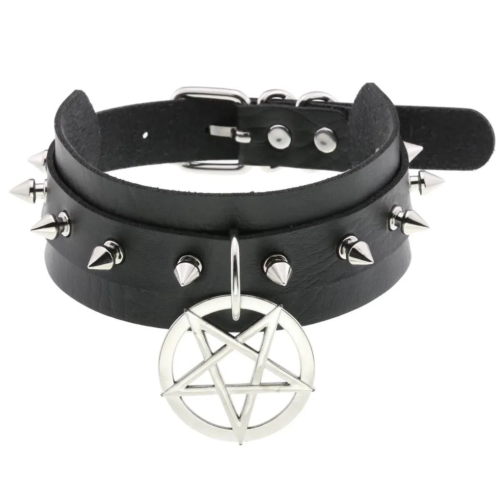 Double Strap Pentagram - Choker