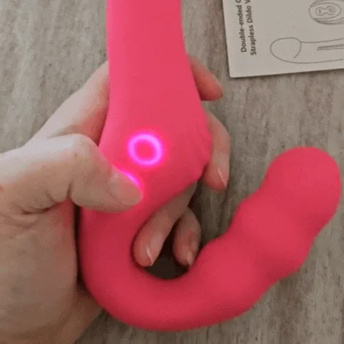 Double Wow Strapless Strap-On Dildo Vibrator 8 Inch