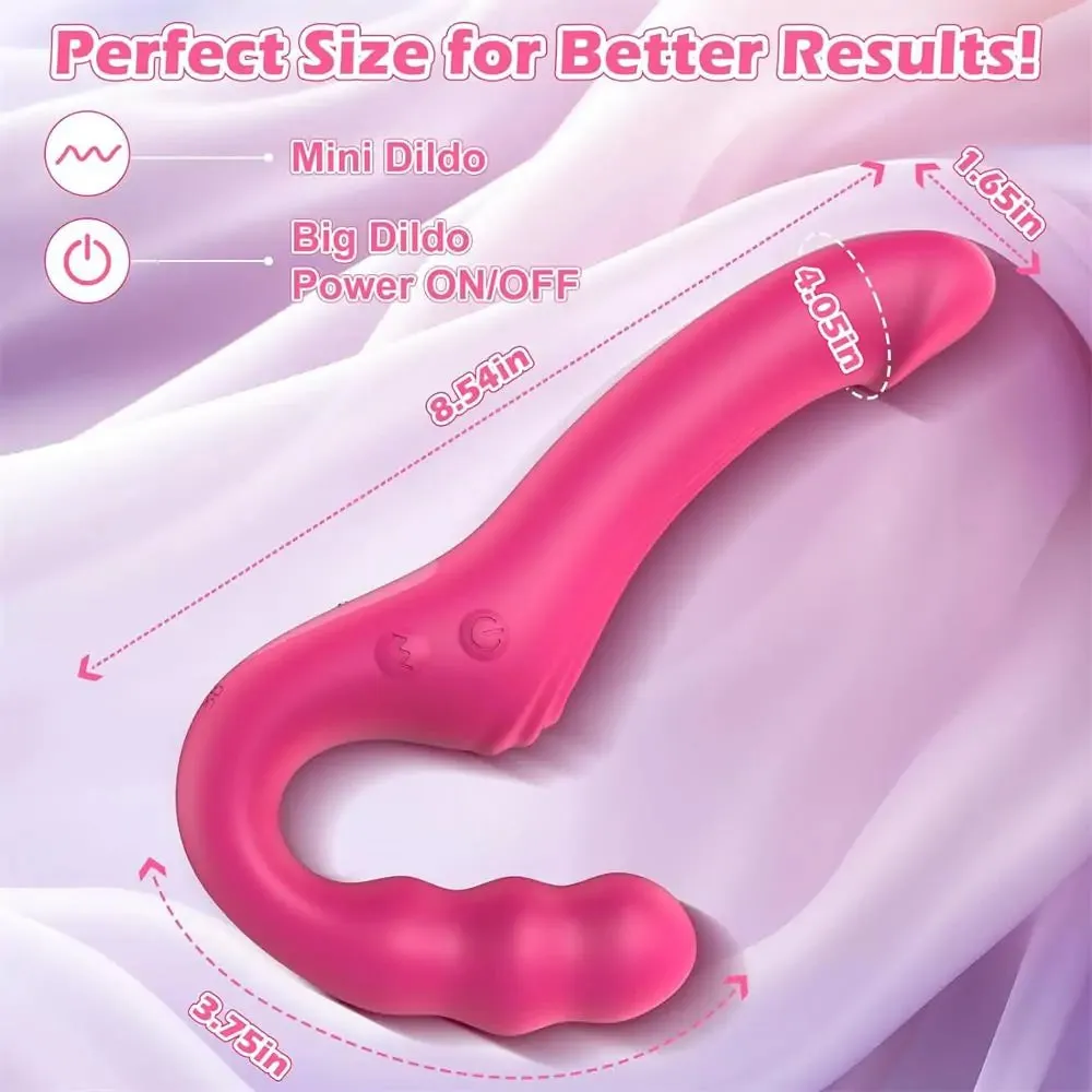 Double Wow Strapless Strap-On Dildo Vibrator 8 Inch