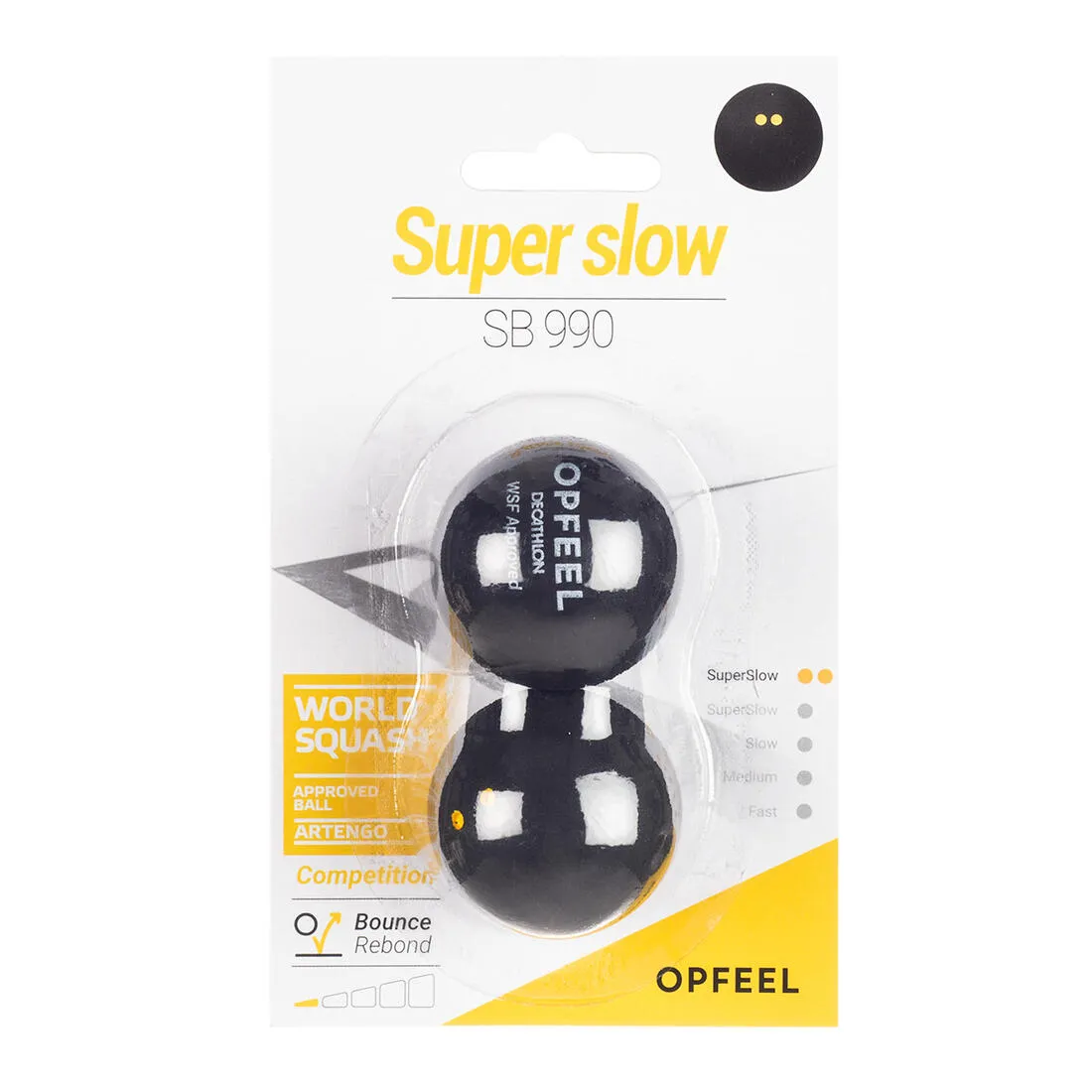 Double Yellow Dot Squash Balls SB 990 Twin-Pack