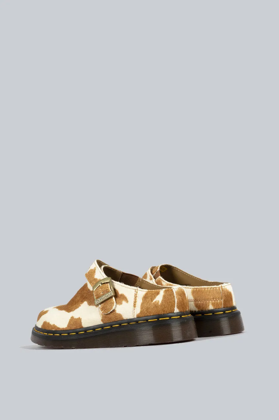 DR MARTENS ISHAM HAIR-ON COW PRINT SLINGBACK MULE