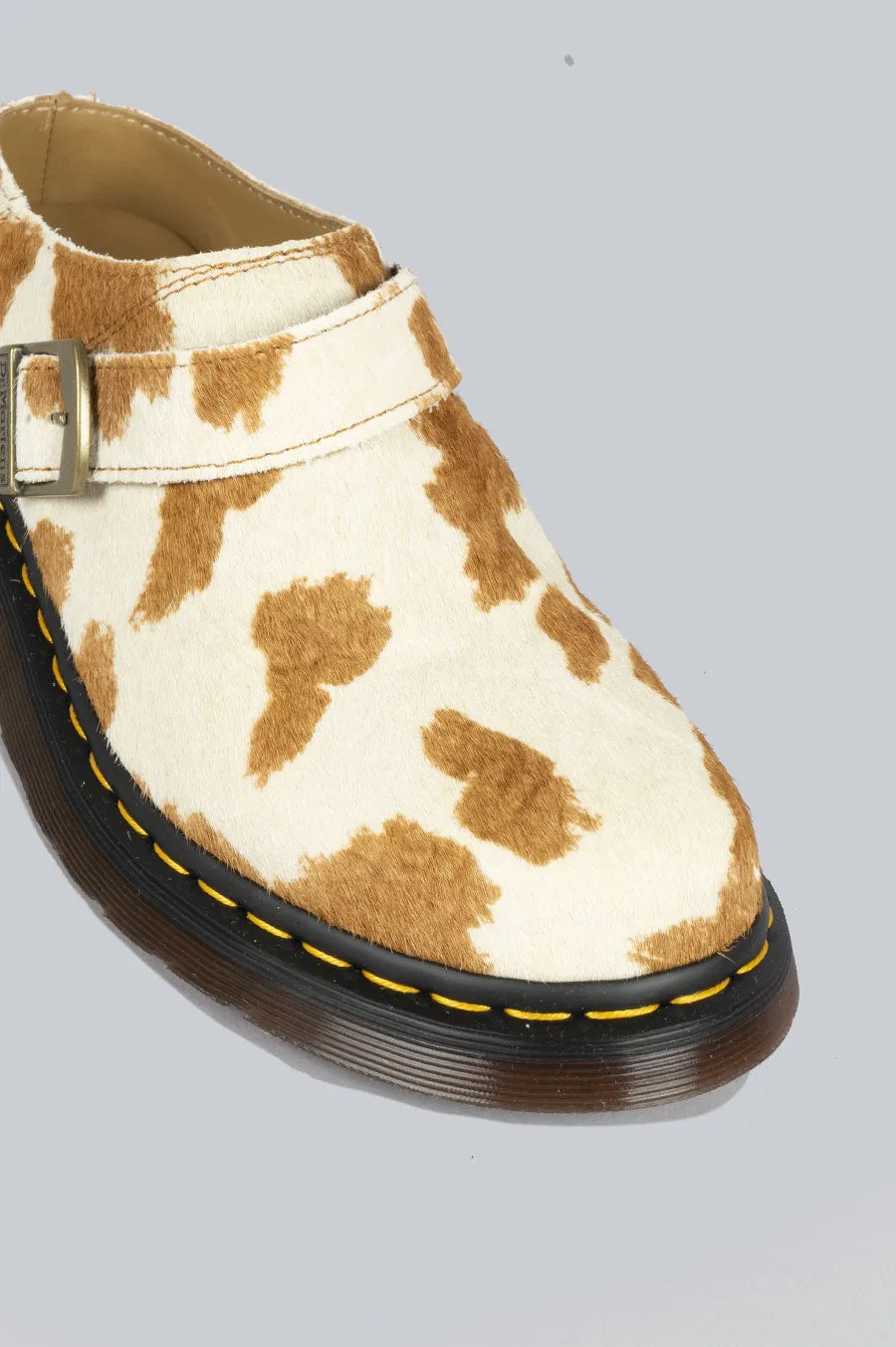 DR MARTENS ISHAM HAIR-ON COW PRINT SLINGBACK MULE