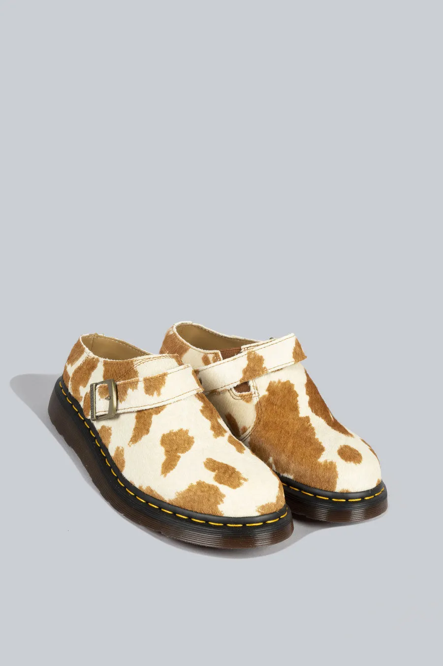 DR MARTENS ISHAM HAIR-ON COW PRINT SLINGBACK MULE