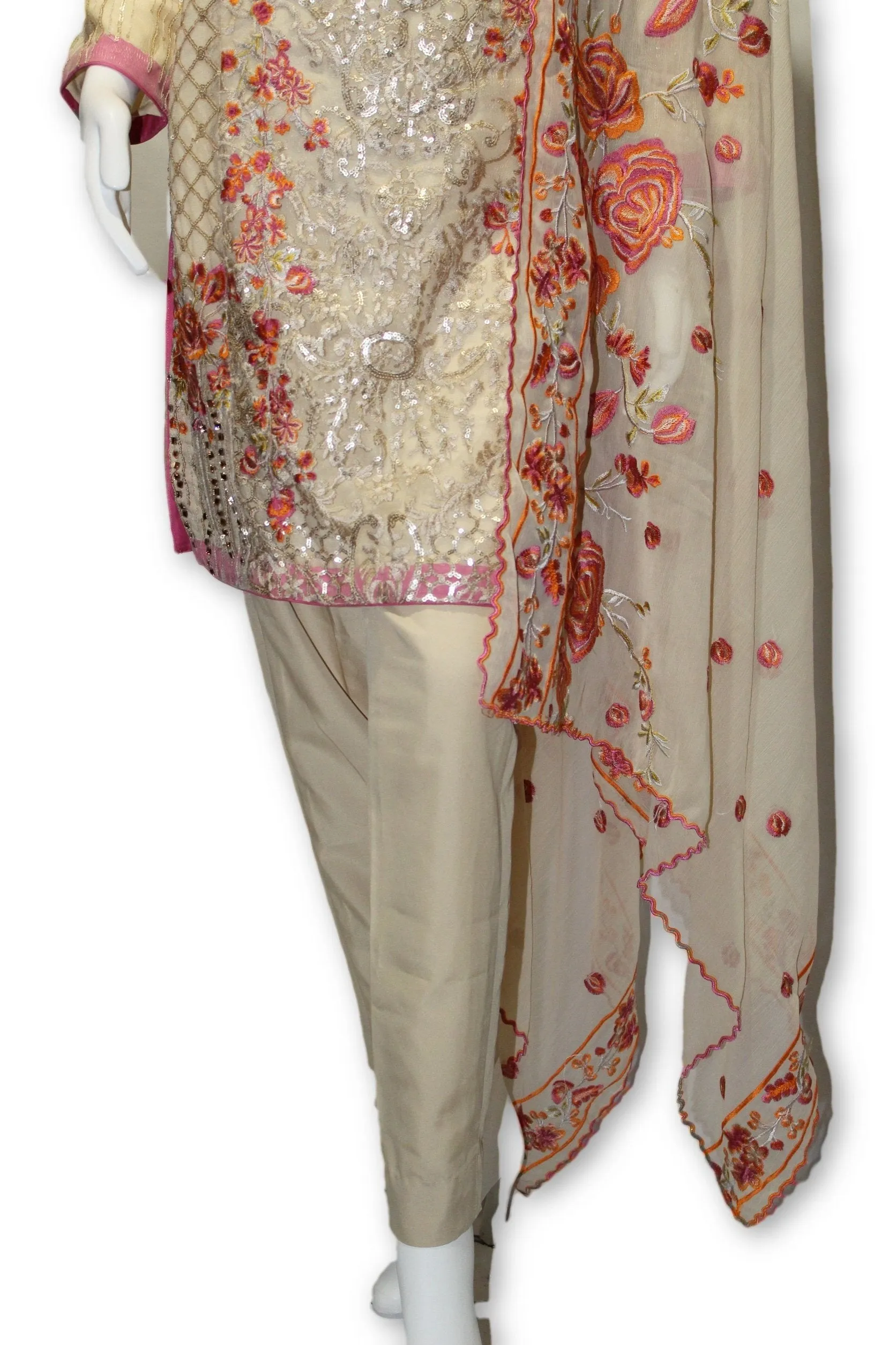 E02Pakistani Indian 3 Pc Party Wear Chiffon Dress