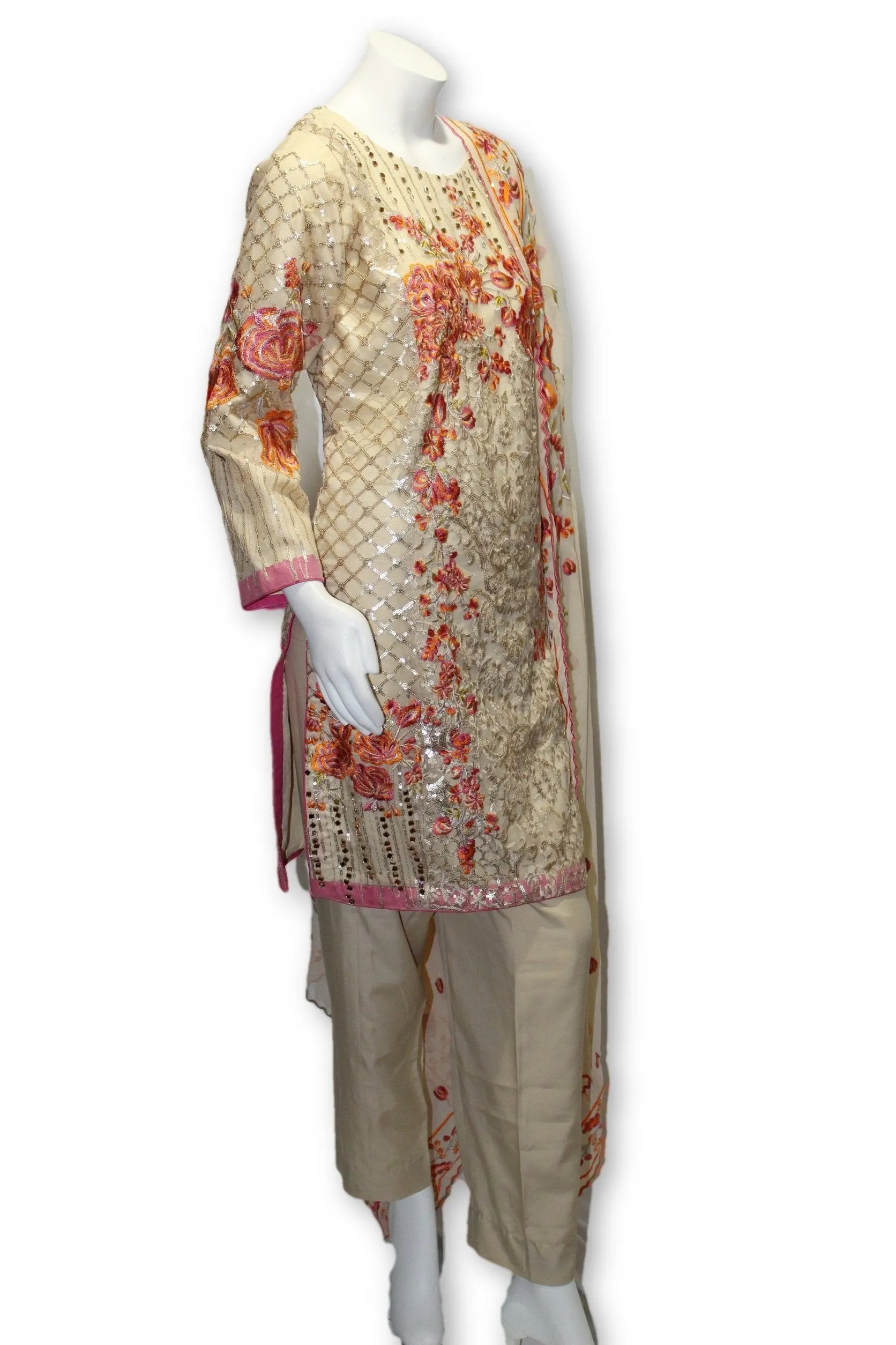 E02Pakistani Indian 3 Pc Party Wear Chiffon Dress