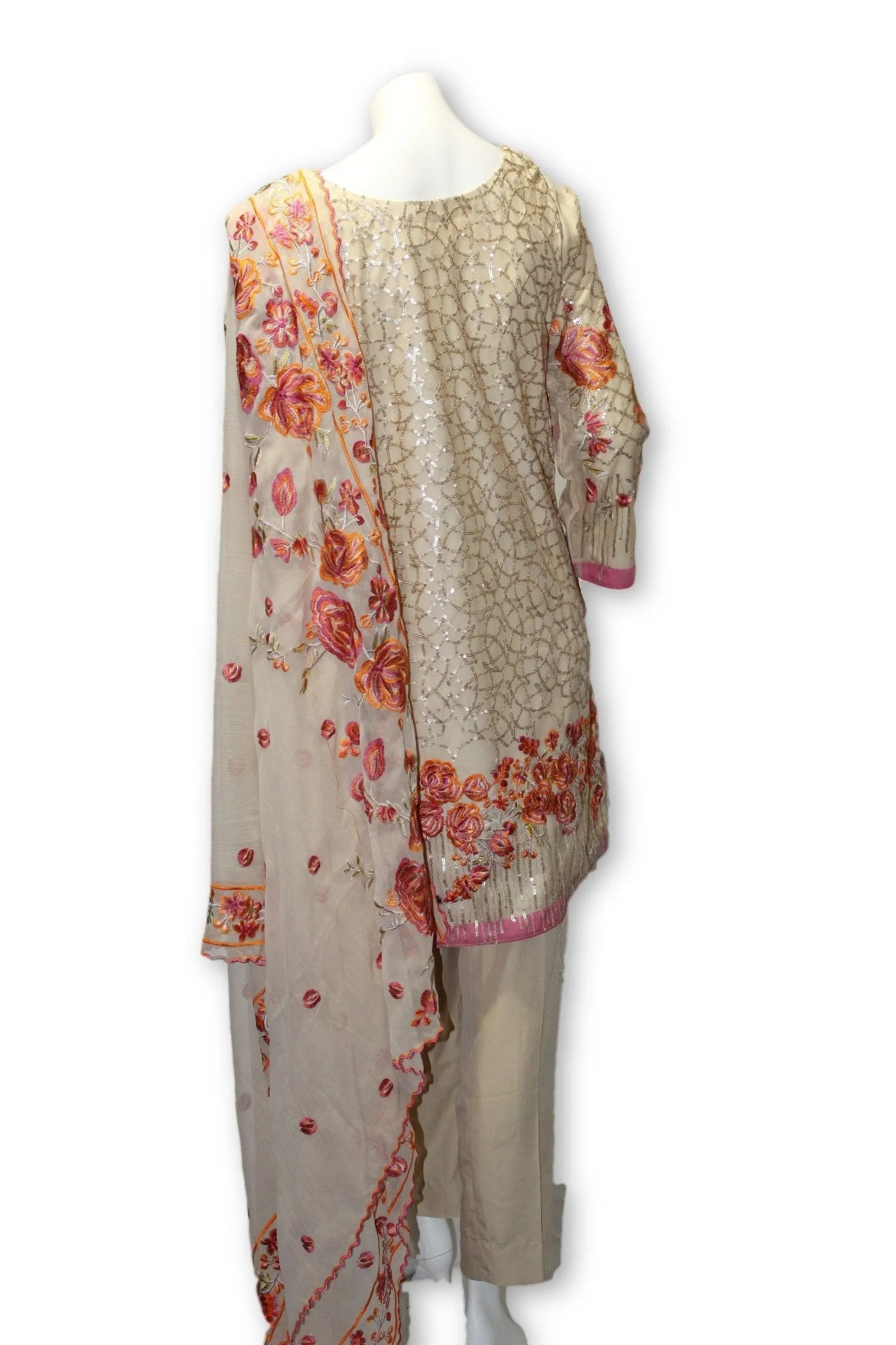E02Pakistani Indian 3 Pc Party Wear Chiffon Dress