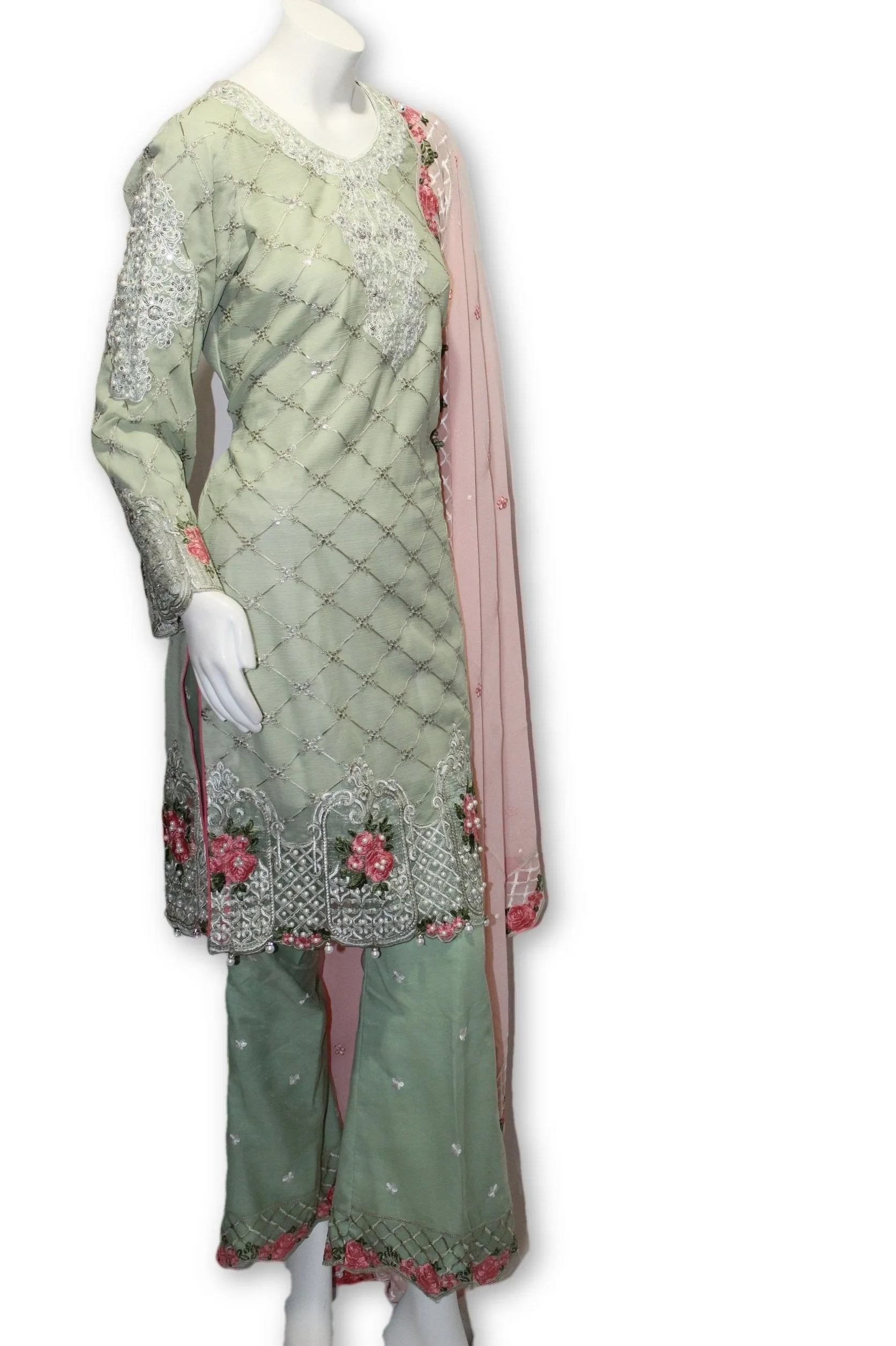 E10 Pakistani Indian 3 Pc Party Wear Chiffon Dress