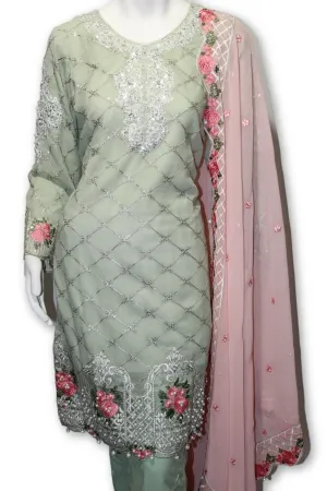 E10 Pakistani Indian 3 Pc Party Wear Chiffon Dress