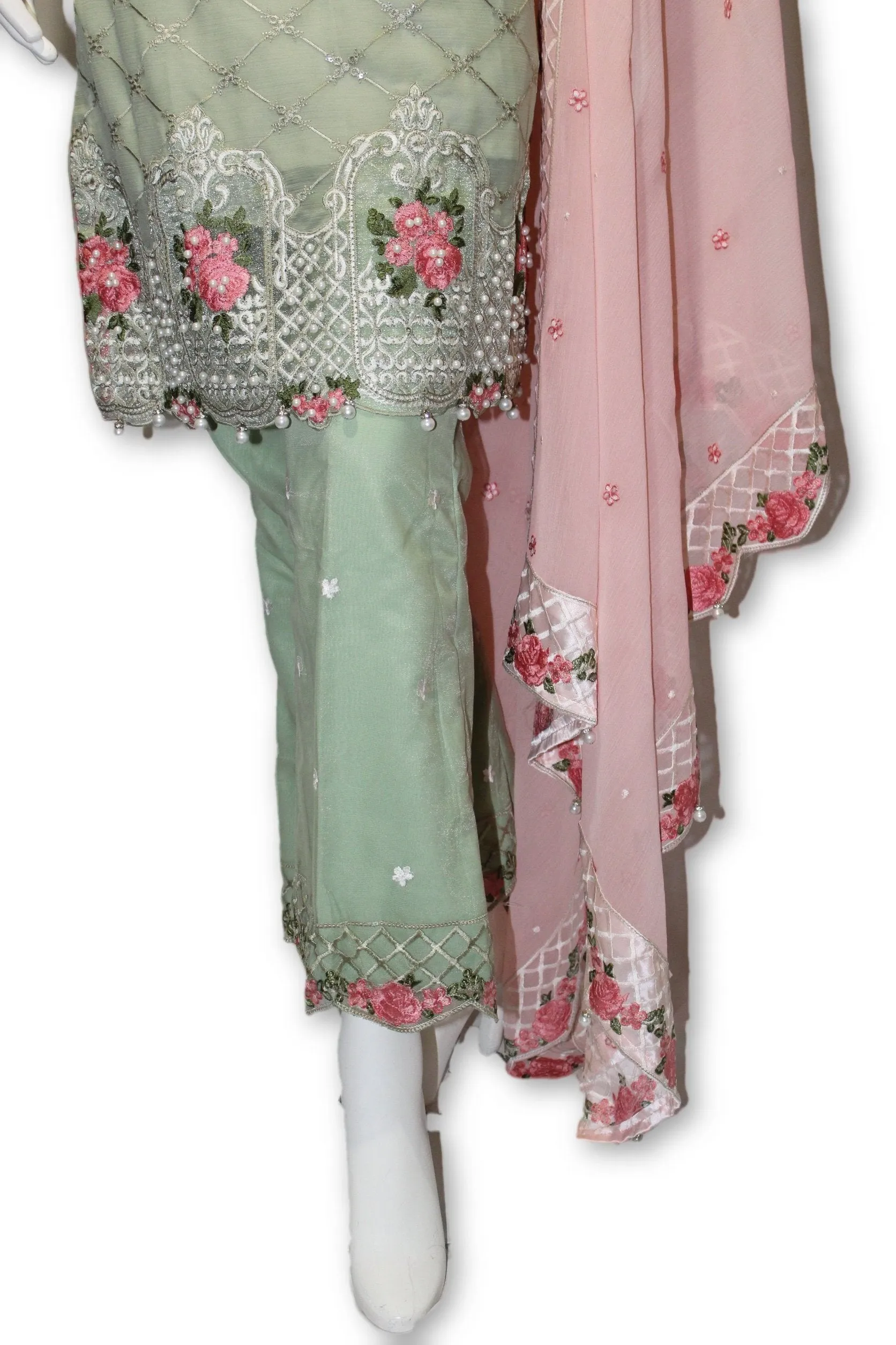 E10 Pakistani Indian 3 Pc Party Wear Chiffon Dress