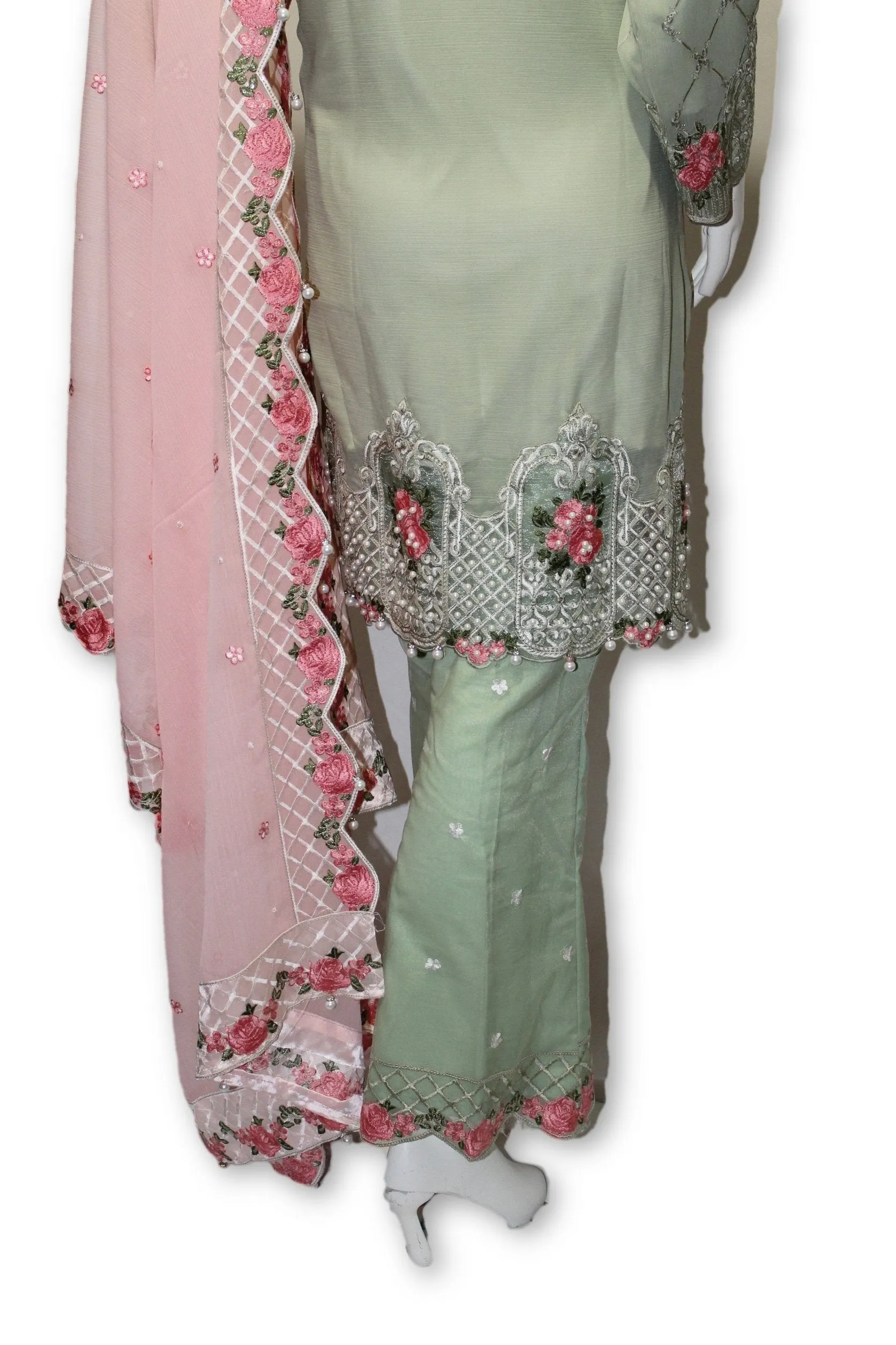 E10 Pakistani Indian 3 Pc Party Wear Chiffon Dress