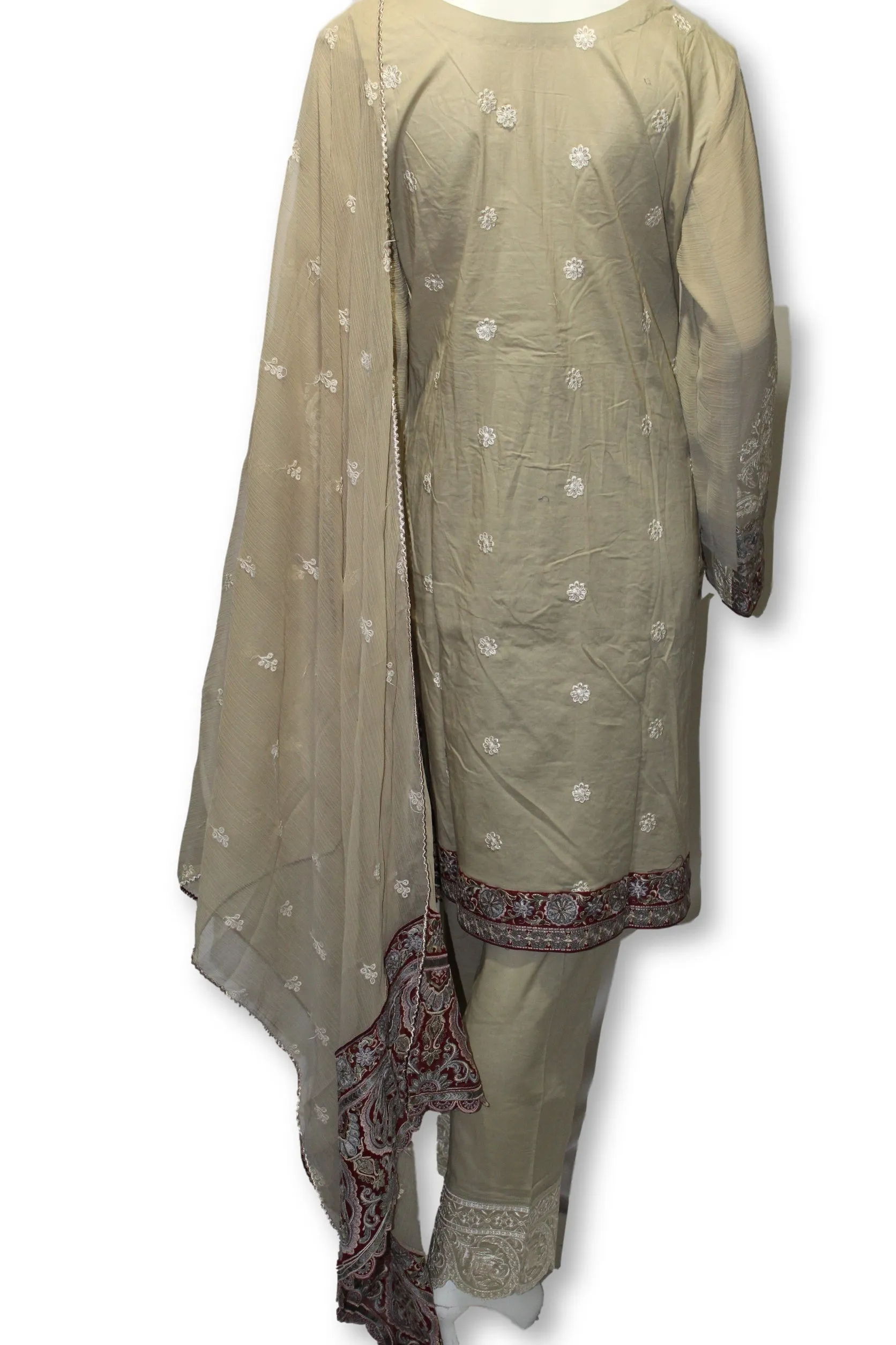 E34  Pakistani Indian 3 Pc Party Wear Lawn Dress