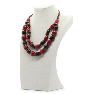 Earthy: Red 2-Layers Tagua Necklace Set