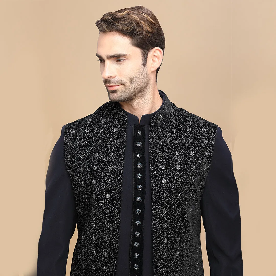 Elegance Regal Noir Jodhpuri with Embroidered  Jacket