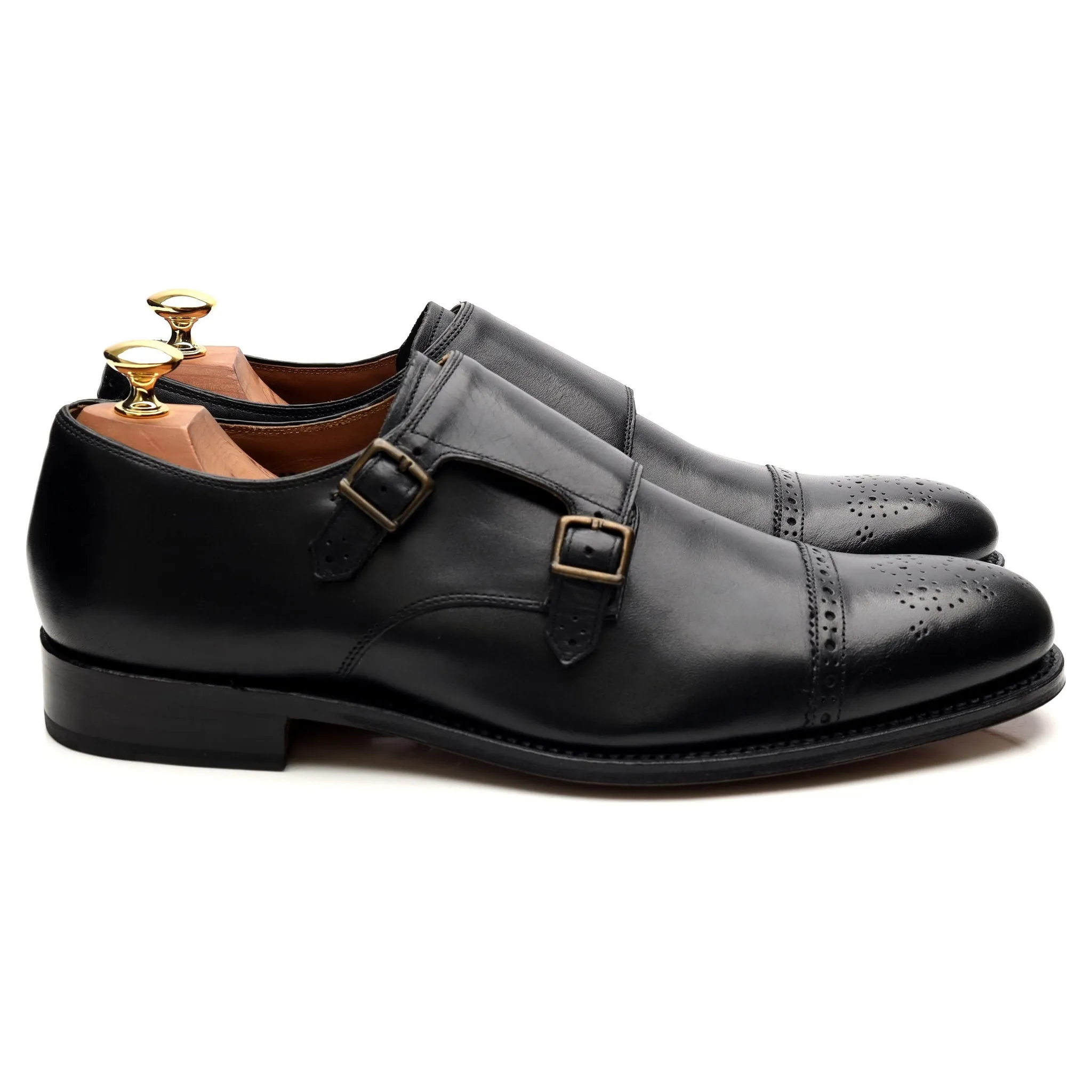 'Ellery' Black Leather Double Monk Strap UK 9 F