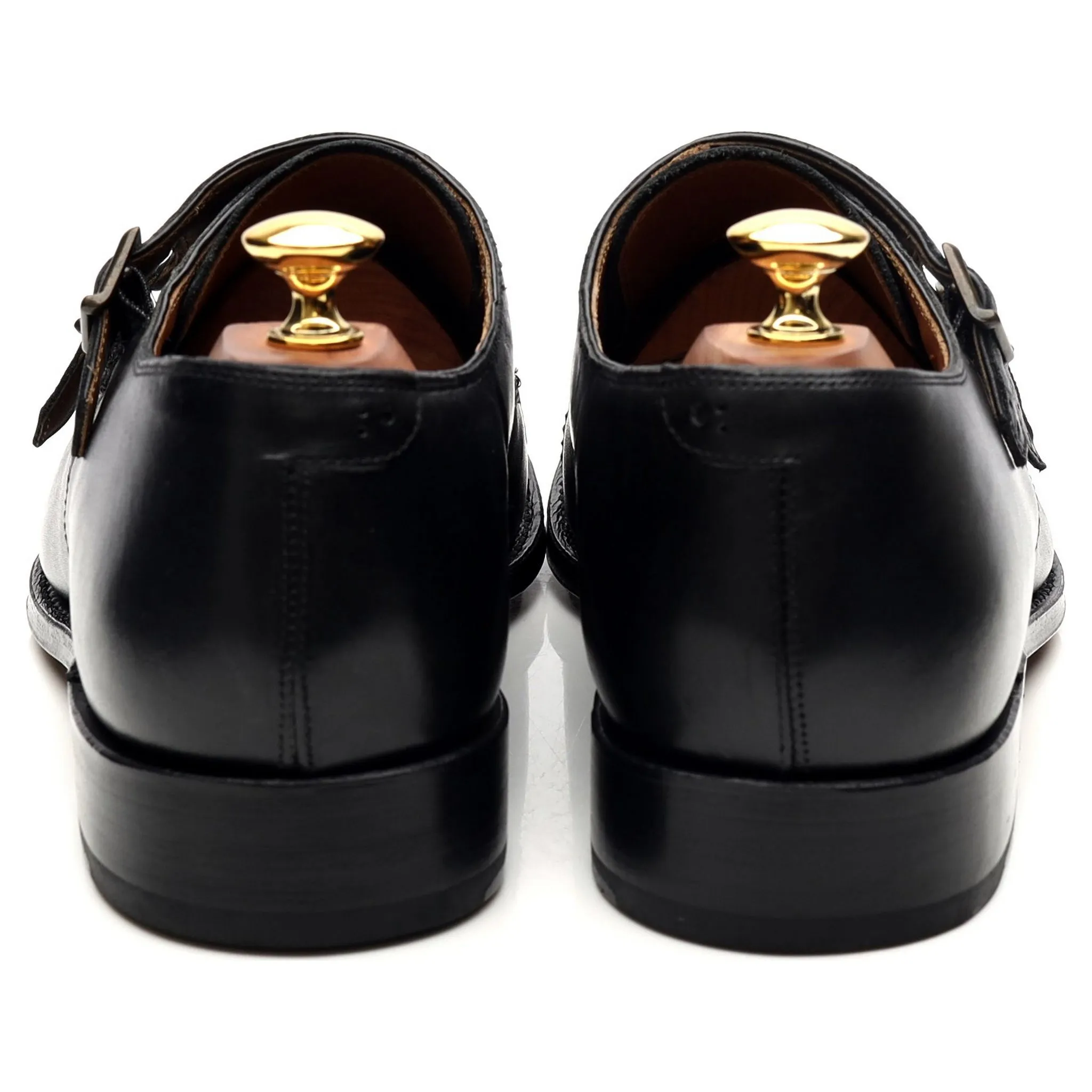'Ellery' Black Leather Double Monk Strap UK 9 F
