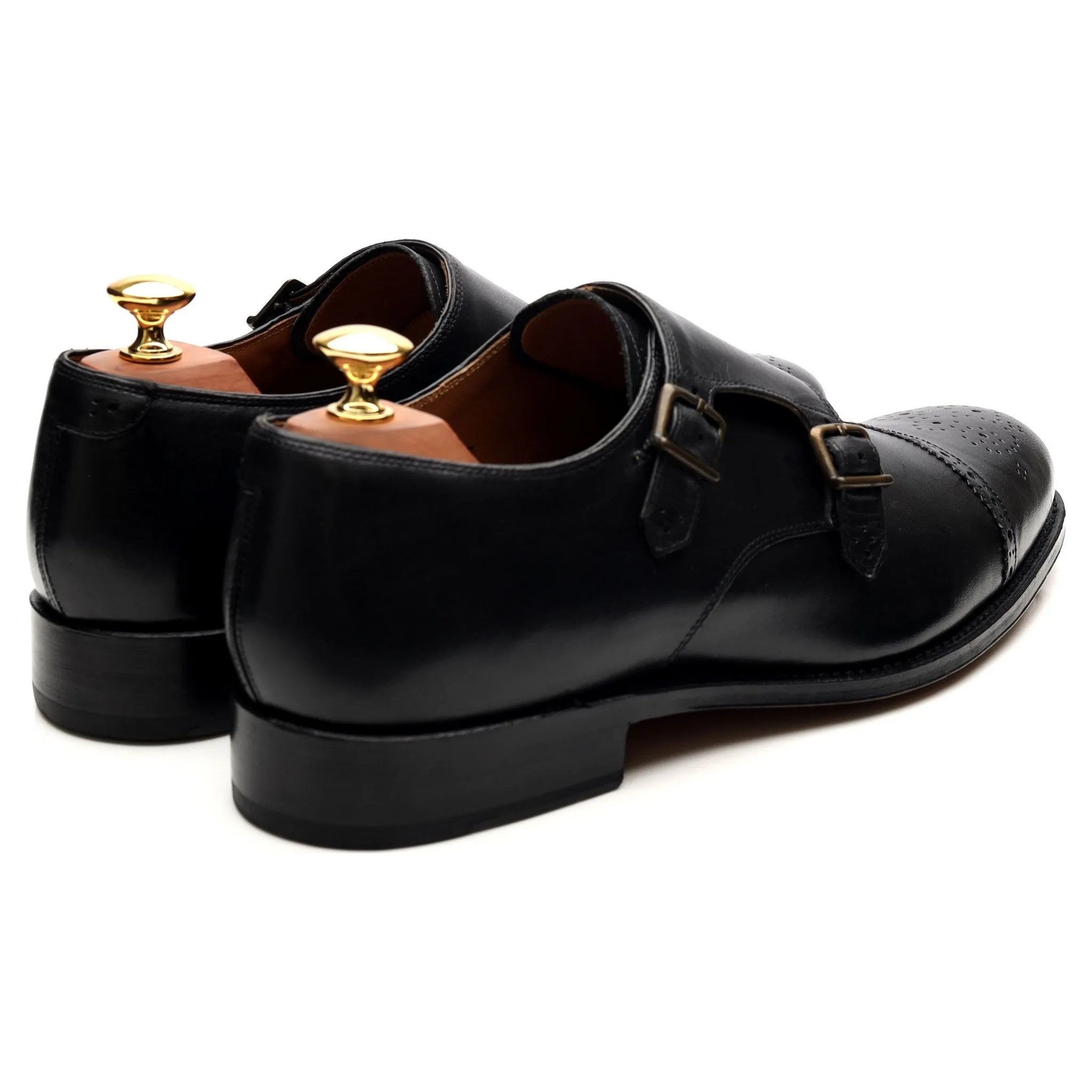 'Ellery' Black Leather Double Monk Strap UK 9 F