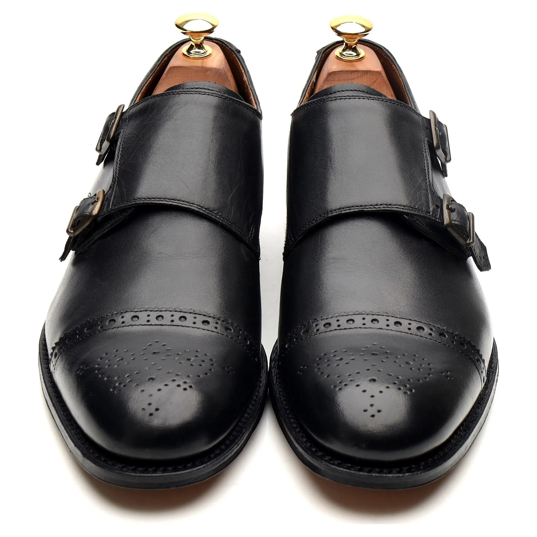 'Ellery' Black Leather Double Monk Strap UK 9 F