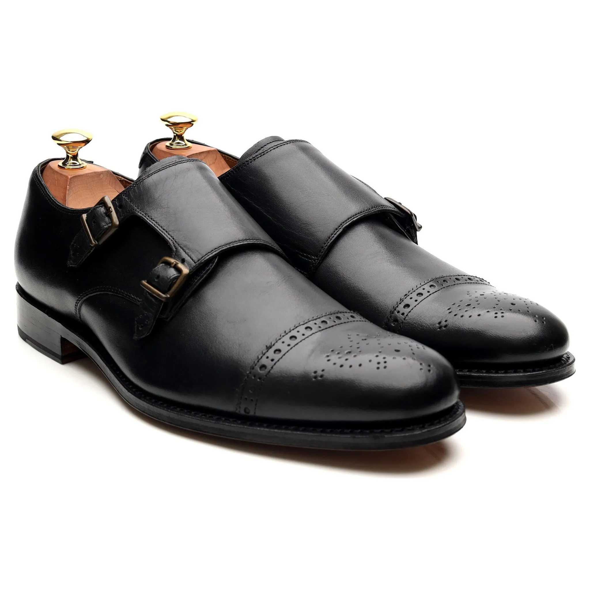 'Ellery' Black Leather Double Monk Strap UK 9 F