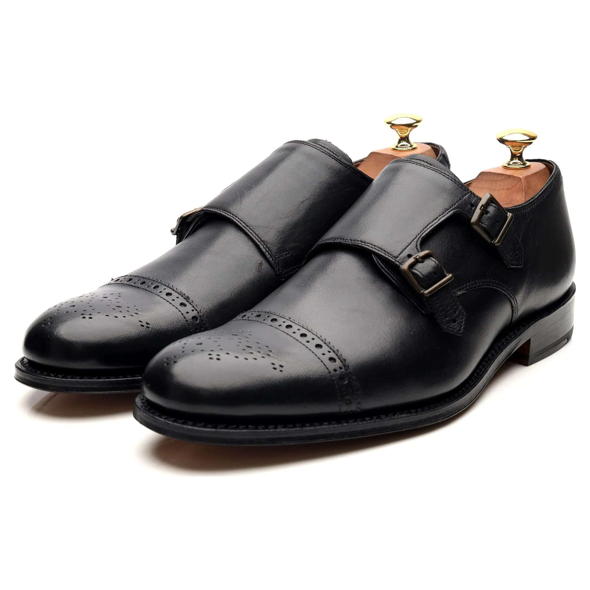 'Ellery' Black Leather Double Monk Strap UK 9 F