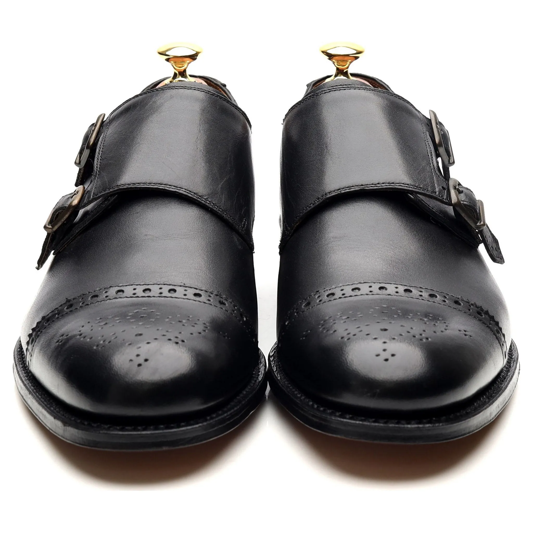 'Ellery' Black Leather Double Monk Strap UK 9 F