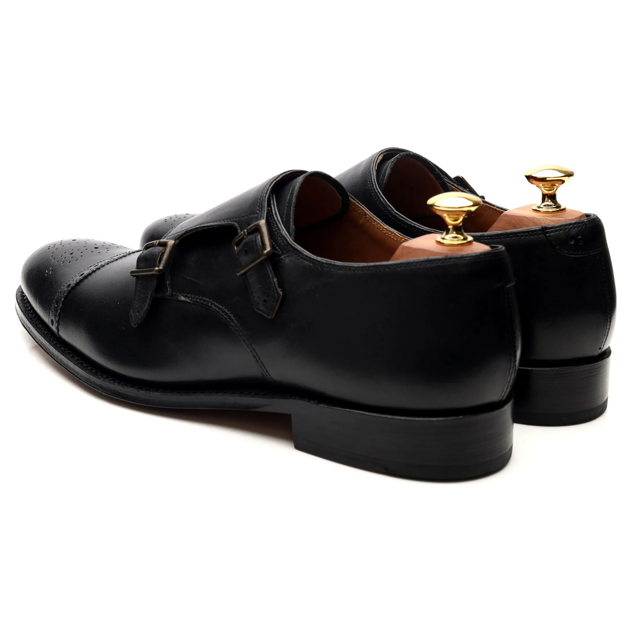 'Ellery' Black Leather Double Monk Strap UK 9 F