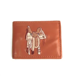 Embroidered Billfold- Brown Saddle