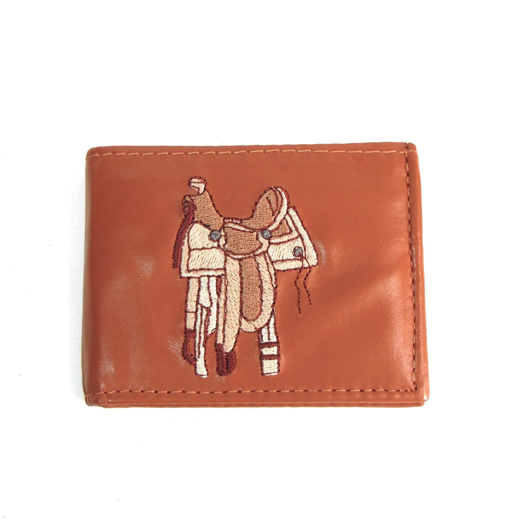 Embroidered Billfold- Brown Saddle