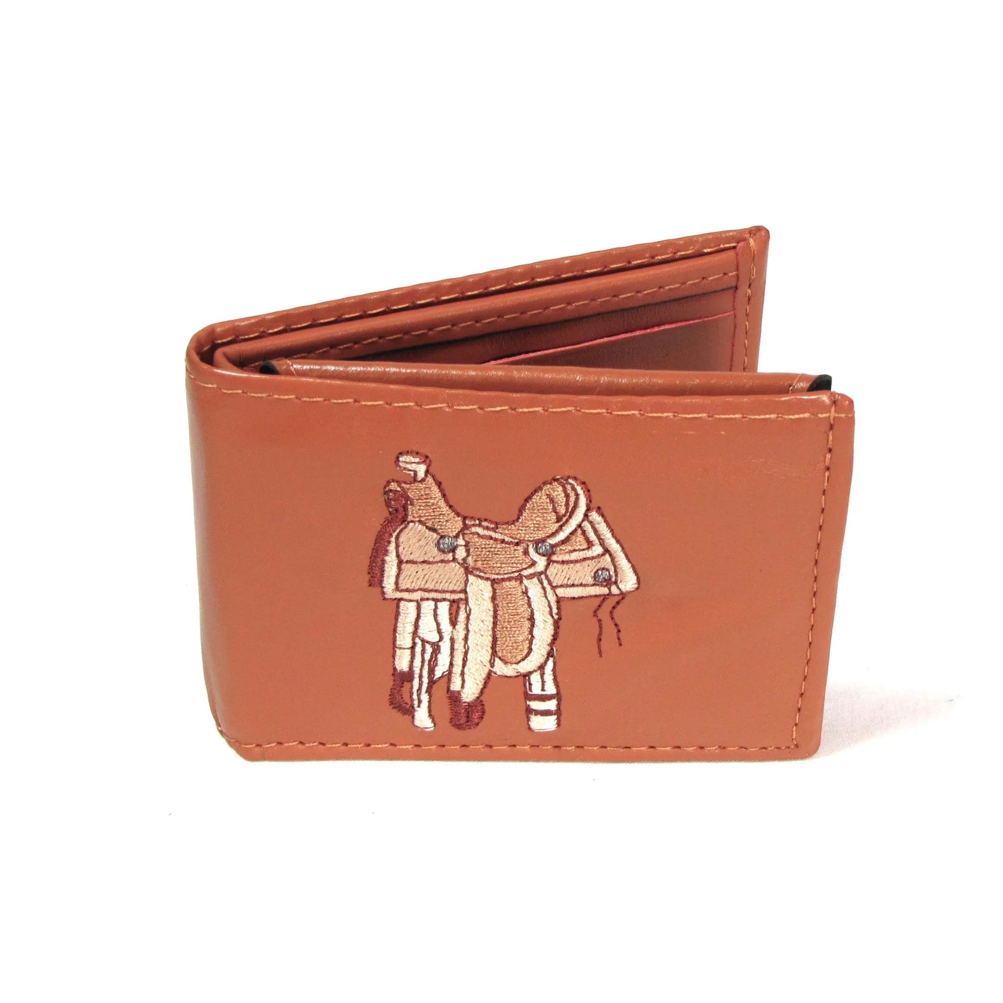 Embroidered Billfold- Brown Saddle
