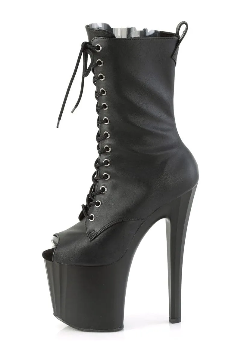 ENCHANT-1041 Black Faux Leather Ankle Boot