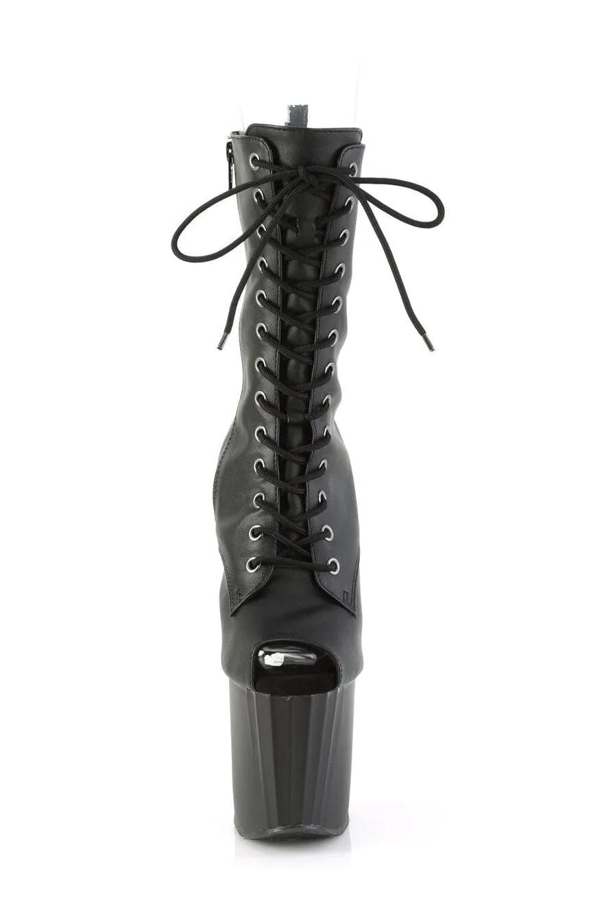 ENCHANT-1041 Black Faux Leather Ankle Boot