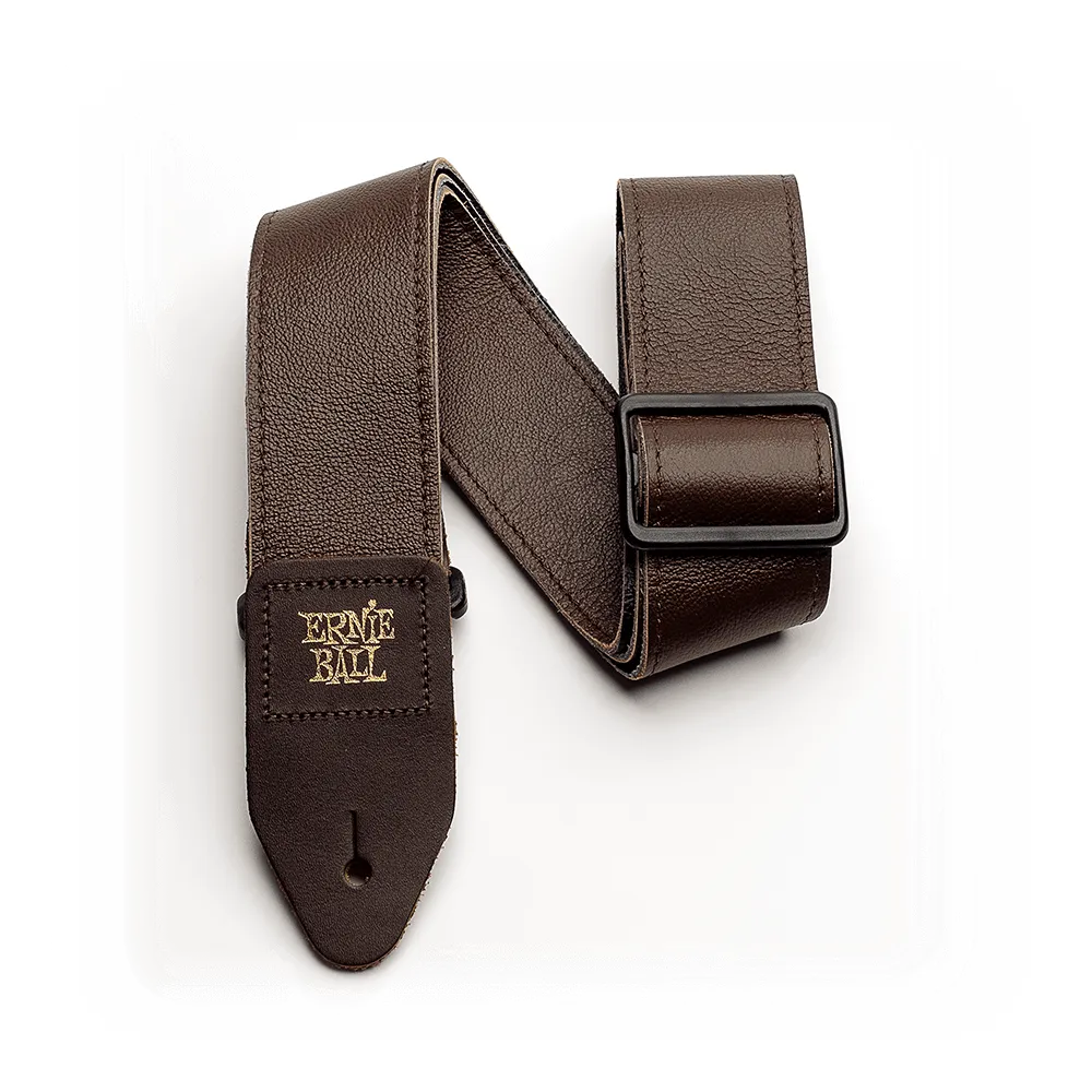 Ernie Ball 2 inch Tri-Glide Italian Leather Strap, Brown