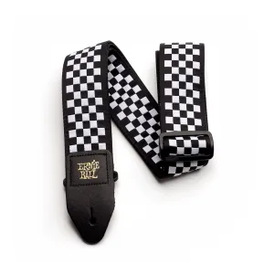 Ernie Ball Black & White Checkered Jacquard Guitar Strap