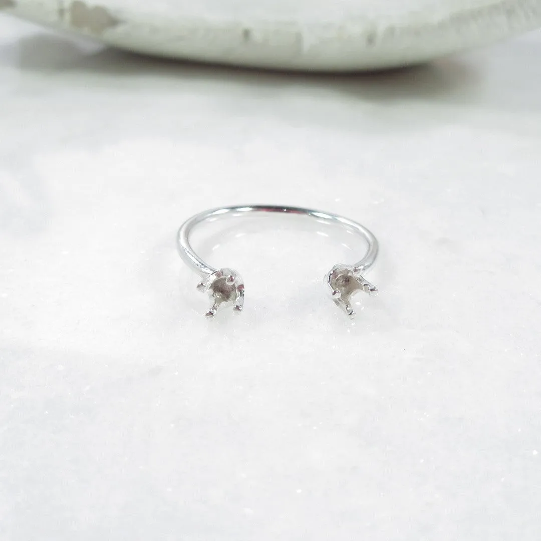 Faceted Ring Setting - Open Double, 1.5mm Band, Choose Your Cup, Choose Your Metal