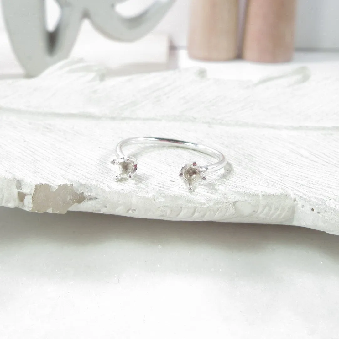 Faceted Ring Setting - Open Double, 1.5mm Band, Choose Your Cup, Choose Your Metal