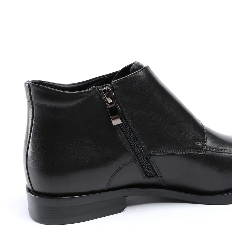 Fashion Black / Tan Double Monk Strap Ankle Boots Mens Dress Shoes Genuine Leather Boots Male Wedding Shoes