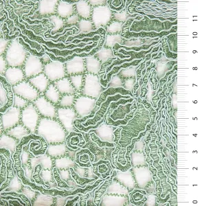 Floral Design Cord Thread Embroidered Fabric