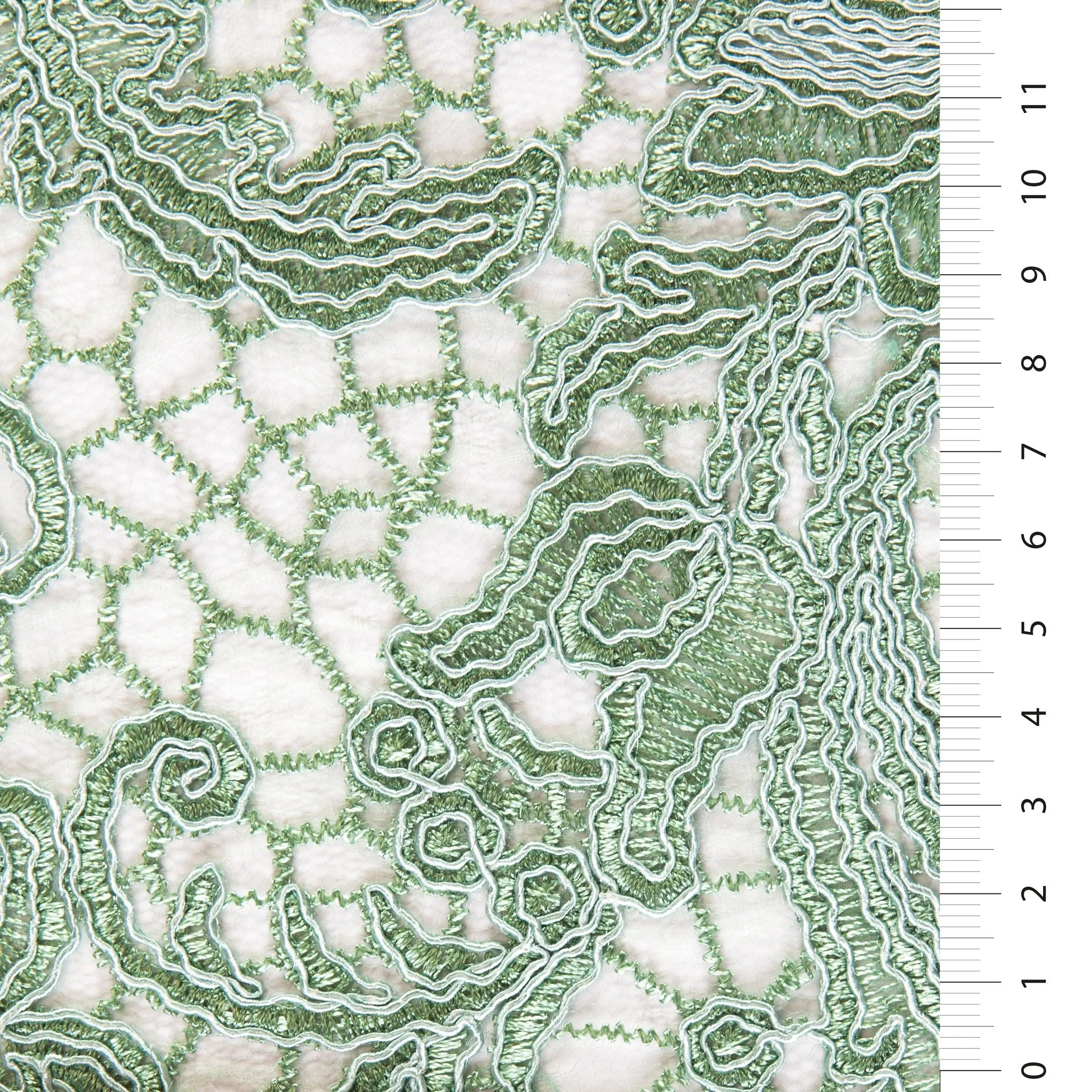 Floral Design Cord Thread Embroidered Fabric