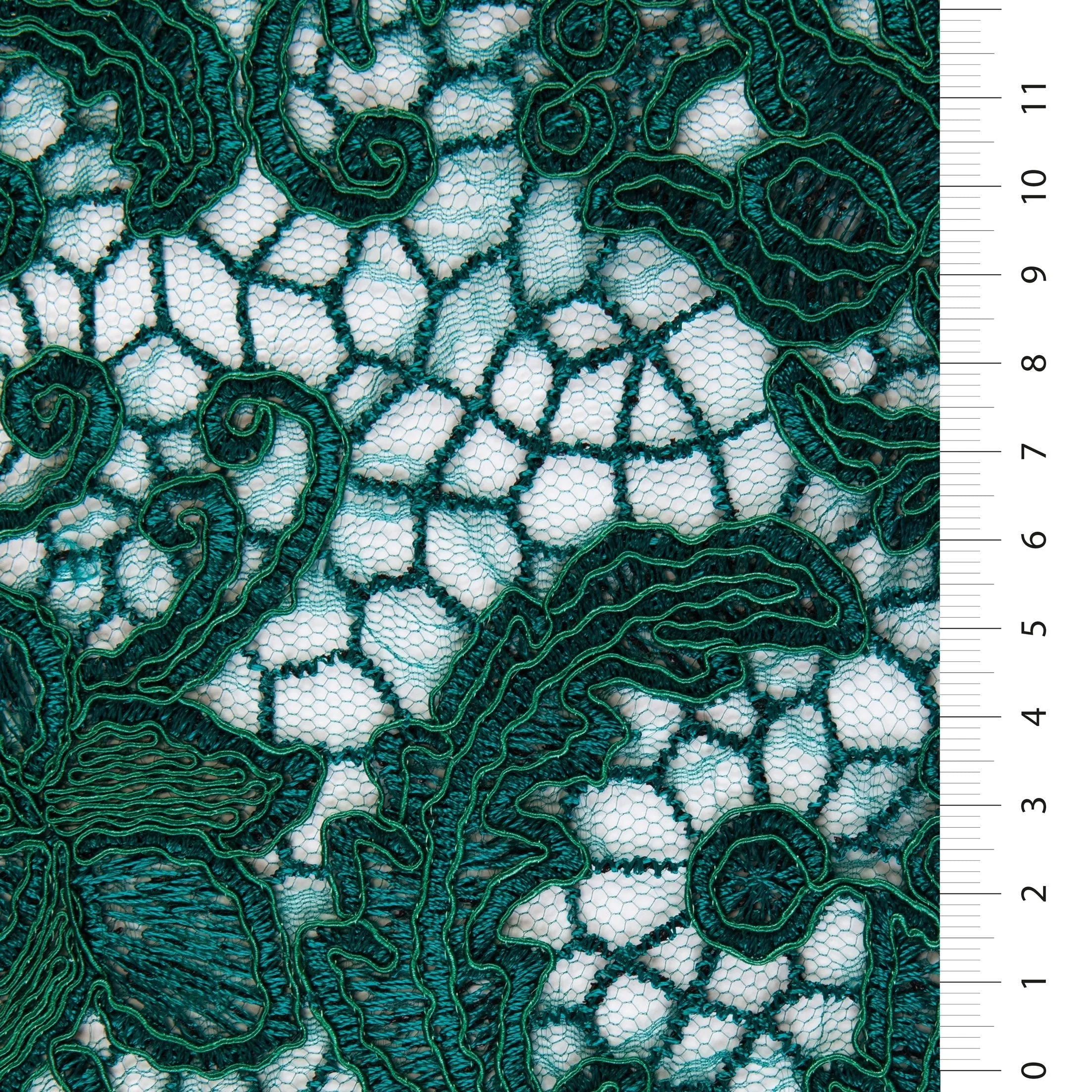 Floral Design Cord Thread Embroidered Fabric