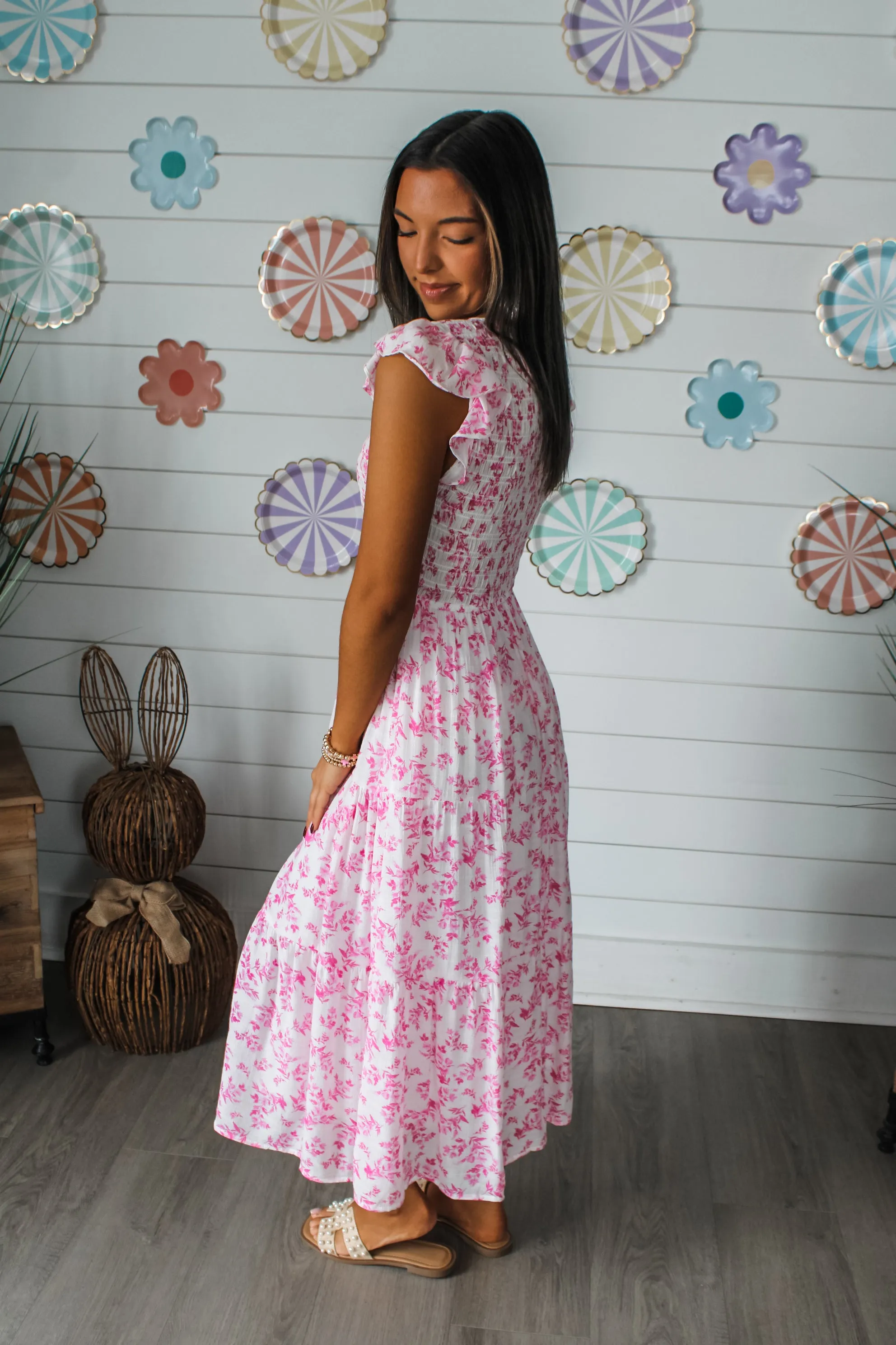 Floral Fantasy Ruffle Dress • Pink