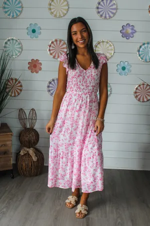 Floral Fantasy Ruffle Dress • Pink
