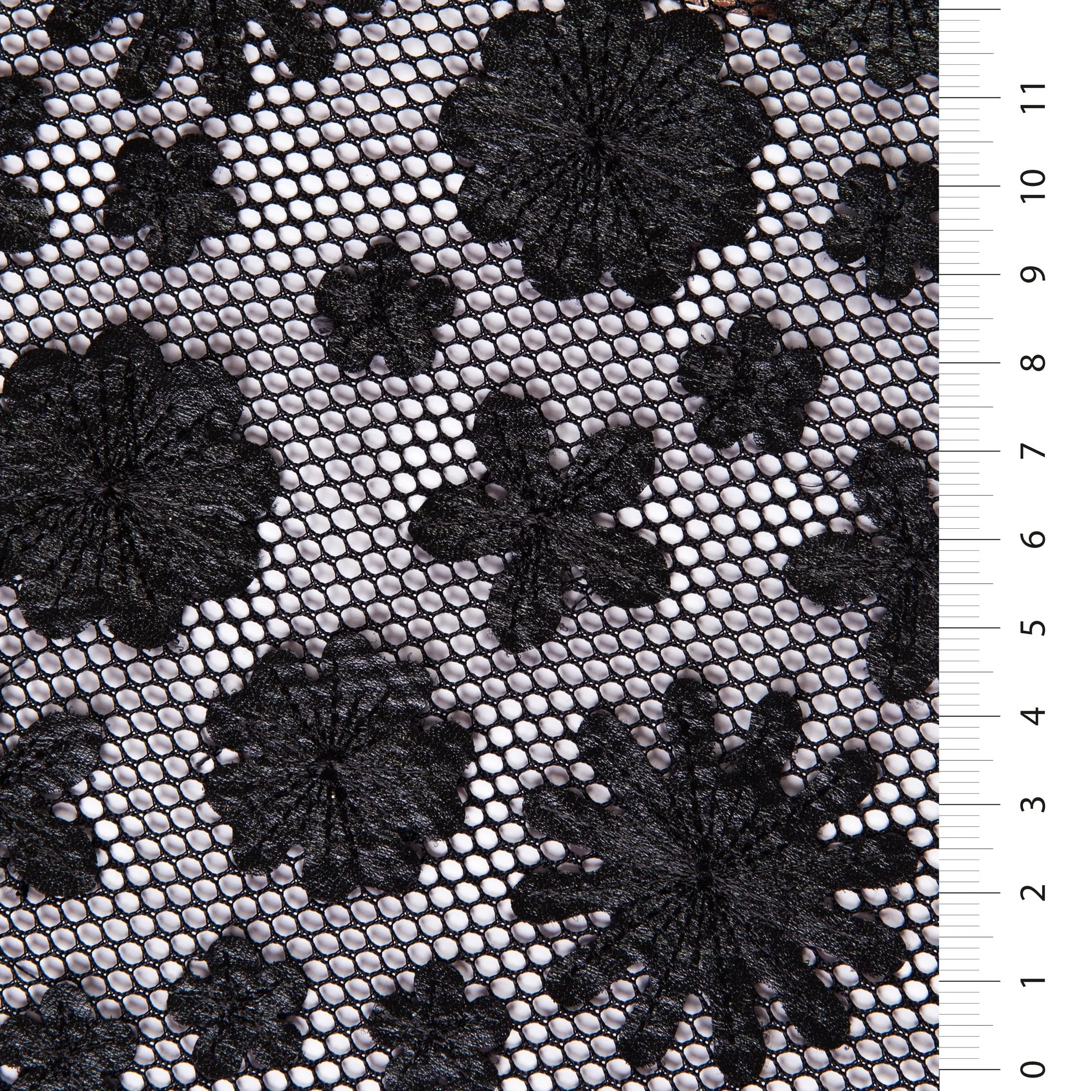 Flower Design 3D Laser Cut Faux Leather Embroidered Fabric